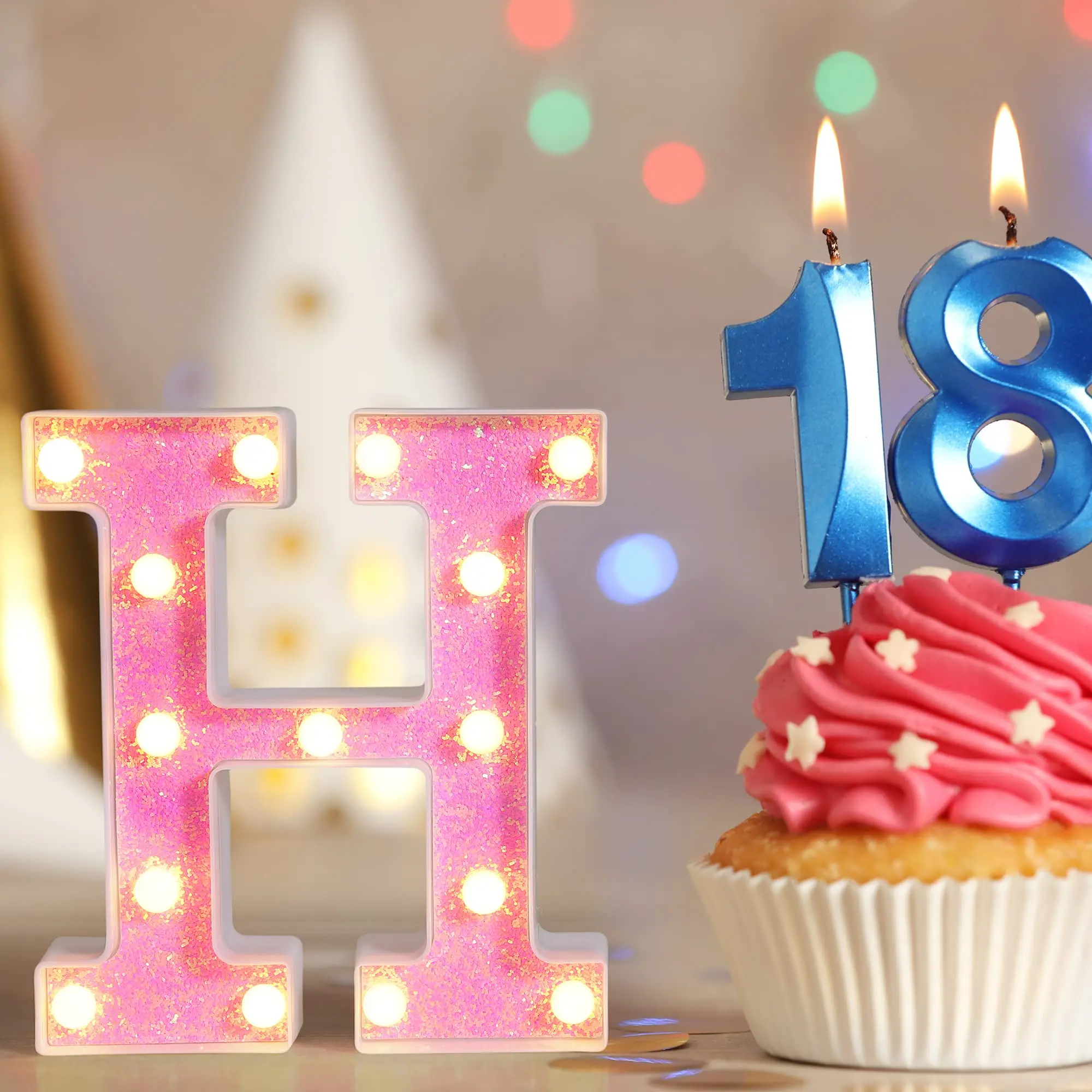 Upgrade LED Letter Lights Glitter Alphabet Light Up Letter Sign Night Light Gifts Birthday Wedding  Christmas Party Decoration