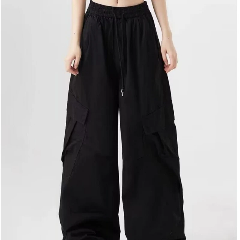 Women Workwear Pants Baggy Pants Baggy Trouser Woman Colthing Thin High-waisted Pockets Drawstring Y2k Streetwear Chic Design