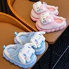 Sweet Family Winter Warm Slippers Cute Kawaii Sandals Kuromi My Melody Hello Kitty Soft Sole Shoes 2