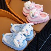 Sweet Family Winter Warm Slippers Cute Kawaii Sandals Kuromi My Melody Hello Kitty Soft Sole Shoes 2