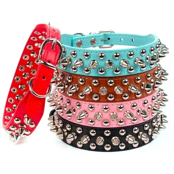 L/XL PU Leather Spiked Pet Collar 2