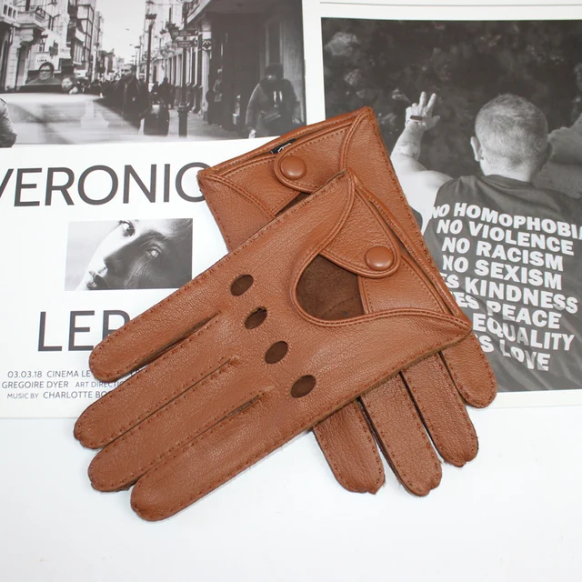 COLOURLINX Guanti Da Guida In Pelle Da Uomo Moda Morbida Vera Pelle D'Agnello Autista Motociclista Senza Fodera Retrò Classico Auto Moto Sport Eleganti Vera Pelle Guanti Da Autista (Blu Navy, XL - Foto 10