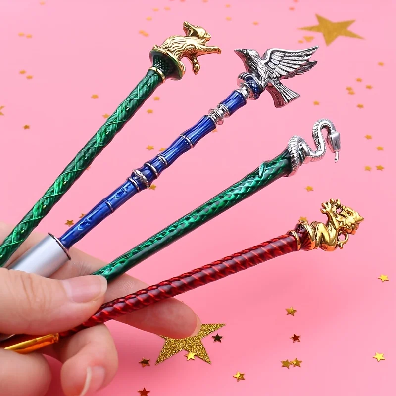 4/5pcs Magic Academy Style Makeup Brushes with Metal Handles-Soft and Fluffy Professional Eyeshadow Powder Lip Makeup Tools