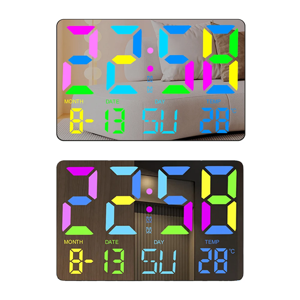 10 Inch Digital Alarm Clock Snooze Large Display Wall Clock 5 Brightness Levels Auto Dimming Mode for Living Room Office Bedroom