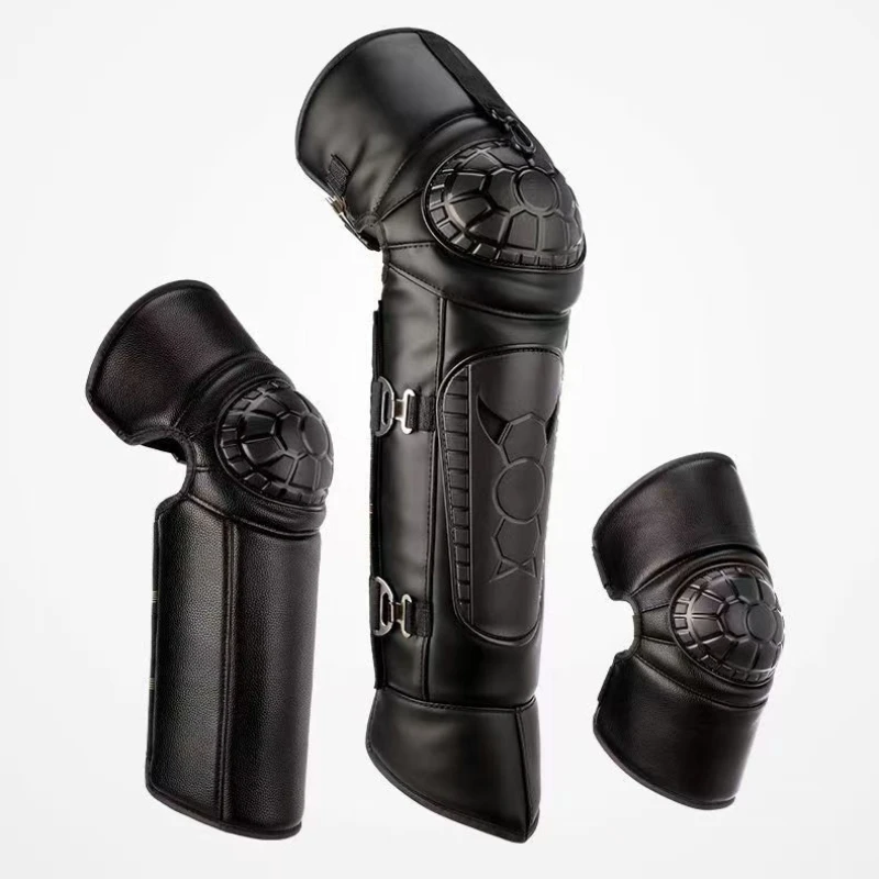 Winter Electric Motorcycle Knee Guards Men and Women Riding Coldproof Warm PU Thickened Plush Leg Guards