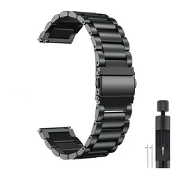 Stainless Steel Wristband - Adjustable Bracelet Strap for Smartwatches (22mm & 20mm) (SZ - Black - Tool)