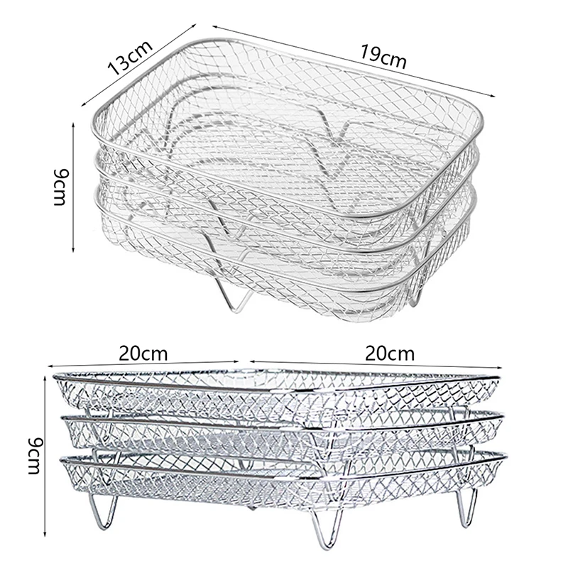 Air Fryer Dehydrator Rack Stainless Steel Dehydrator Rack Grill Round Steam  Grill with Oil Brush and Anti-Scald Clip Stackable - AliExpress