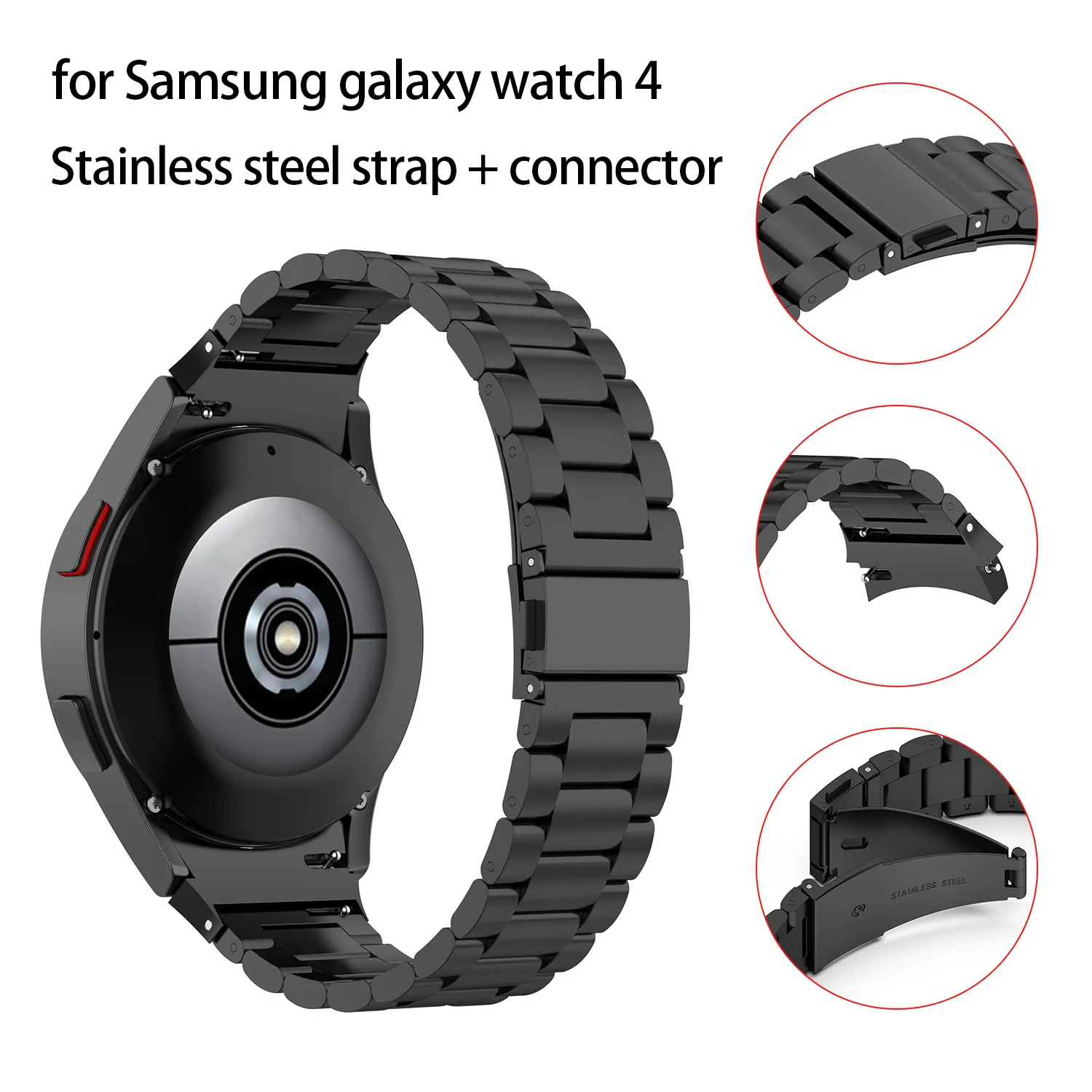 No Gaps Stainless Steel Strap For Samsung Galaxy Watch 6 5 4 40 44mm 5Pro 45mm/4 6 Classic 46mm 42mm 43 47mm Leather Wristband