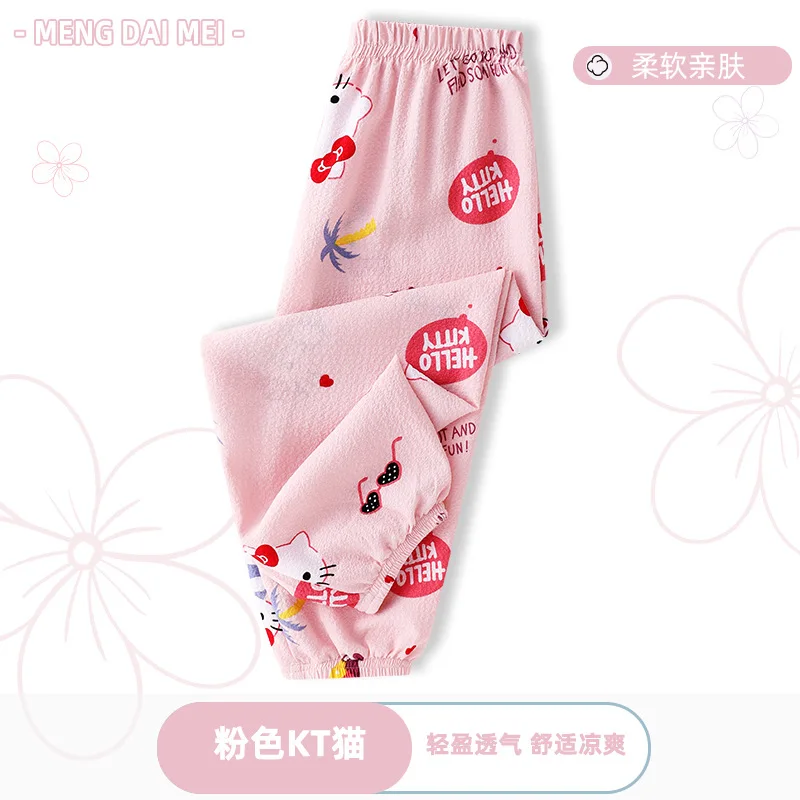 Children's Summer Gauze Thin Anti Mosquito Air Conditioning Sleeping Pants and Sunscreen Pants Women Pajama Sleepwear Robe Kids