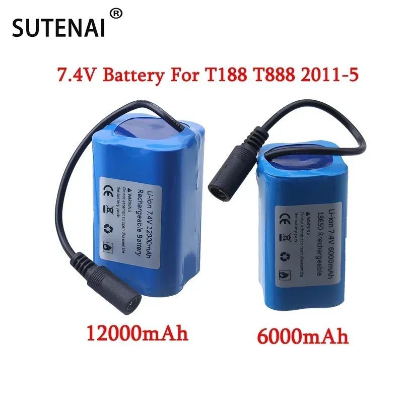 

7.4V 12000Mah 6000Mah Battery For T188 T888 2011-5 V007 C18 H18 So on Remote Control RC Fishing Bait Boat Parts 1/3pcs