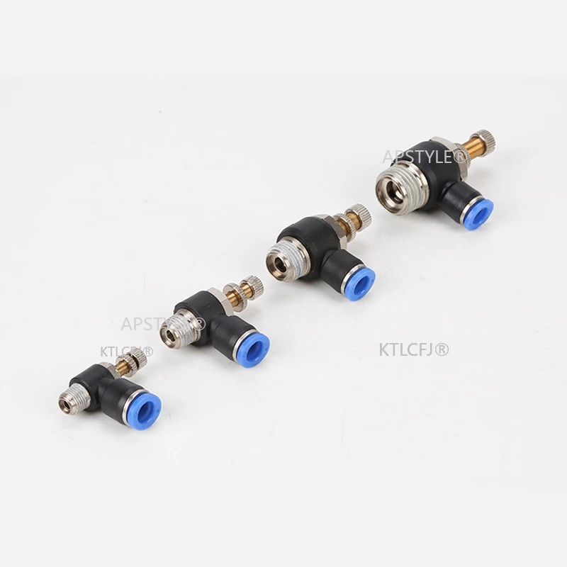 Pneumatic Speed Flow Controller 8mm 6mm 10mm 12mm OD Hose Tube 1/4"BSP 1/8" 3/8" 1/2" Male Gas Airflow Limit Valve Quick Fitting