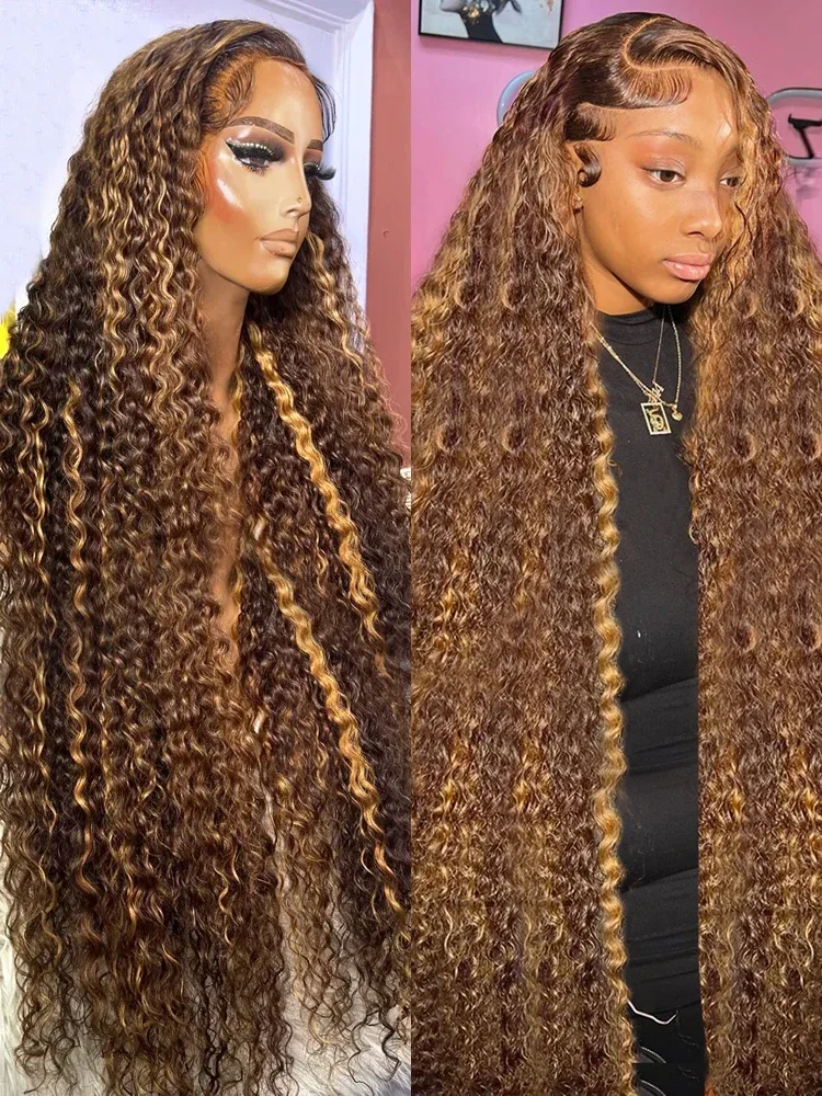 

13x6 Hd Lace Highlight Wig Human Hair Wigs Glueless Curly Colored Honey Blonde 13X4 Front Water Wave 4x4 Deep Wave Frontal Wig