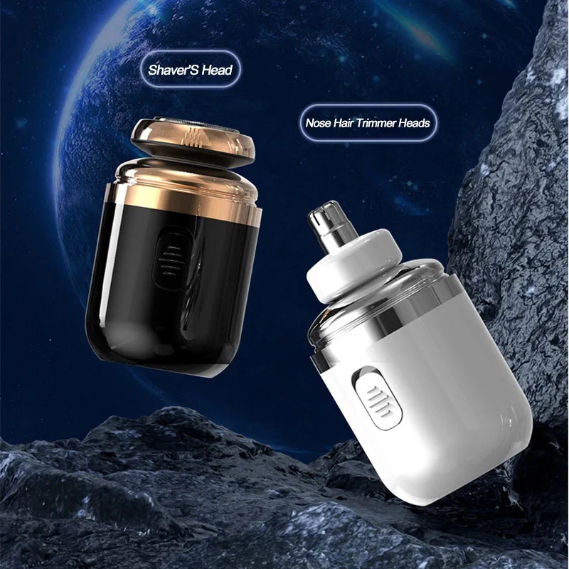 2in1 Mini Washable Electric Razor Rechargeable Shaving Mashine For Man Beard And Nose Hair Trimmer Portable Travel Razor 4