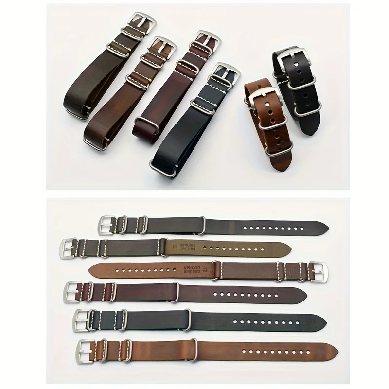 Premium Cracked Leather Cowhide NATO Watch Strap - Long