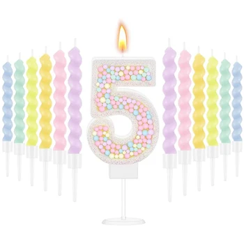 Number Birthday Candle & 12 spiral candles 1