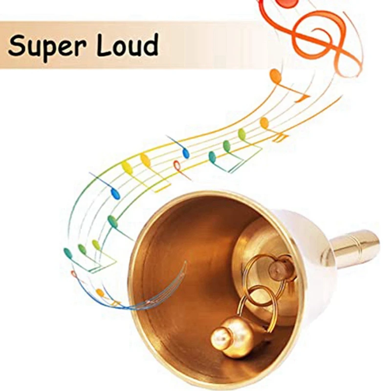 Super Loud Hand Barking Bell Solid Brass Dinner Bell Pet Training Jingle Bell, Gold