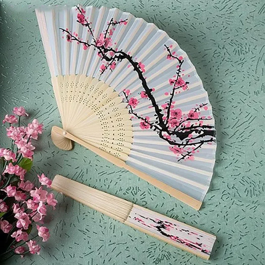 Folding Fan Cherry Blossom Fans Asian Wedding Favor Gift Party Reception Delicate Folding Japanese Style Fan Summer Decoration Bamboo 21cm