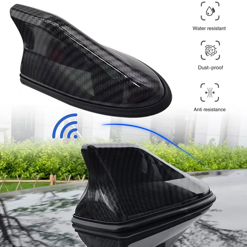 16cm Universal Carbon Fiber Car Roof Top Mount Shark Fin Aerial Antenna