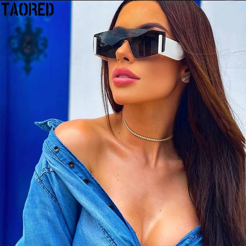 Gafas de sol sin montura para mujer, lentes elegantes de diseñador