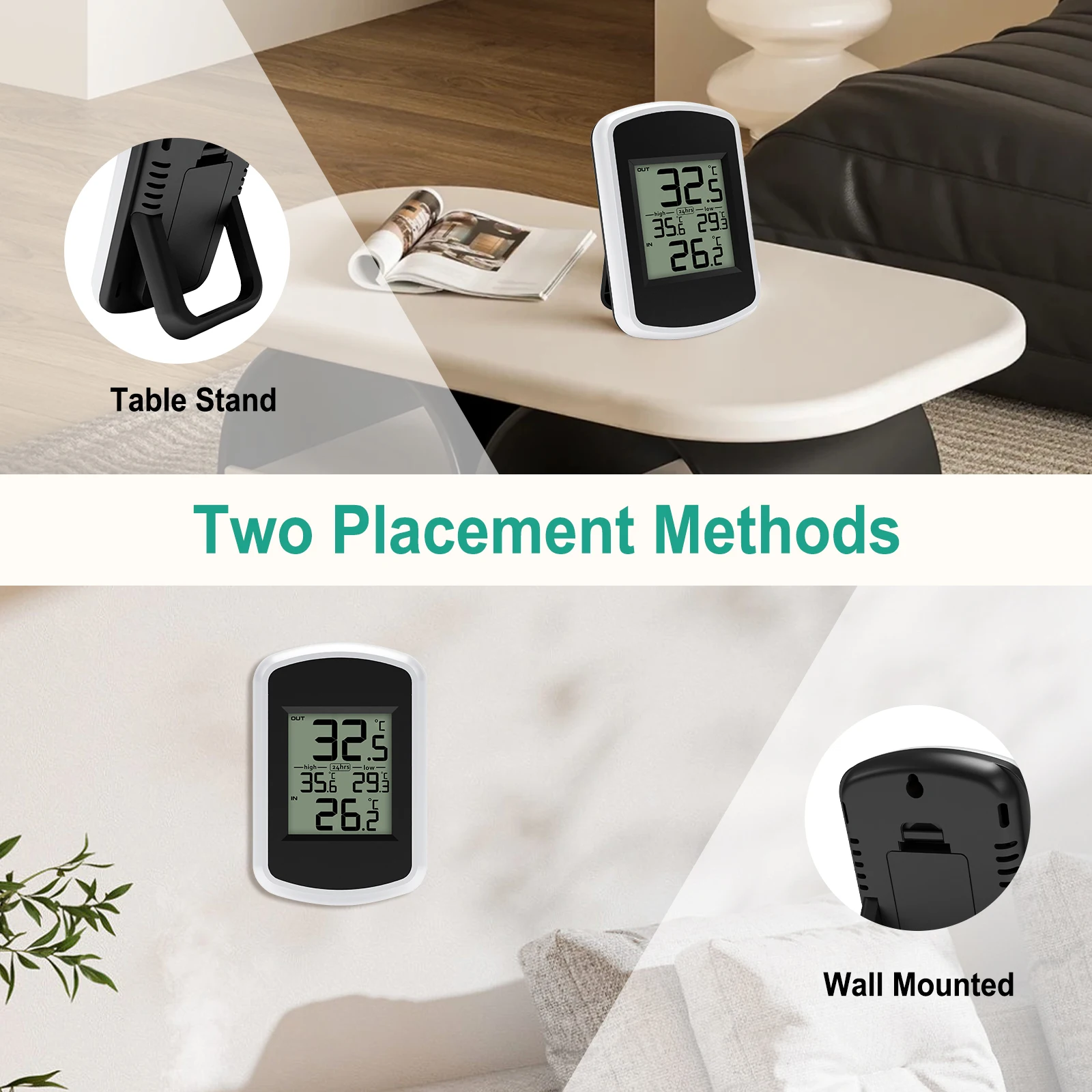 Indoor/Outdoor Wireless Digital Thermometer with Auto-Update and Easy-Read LCD Screen