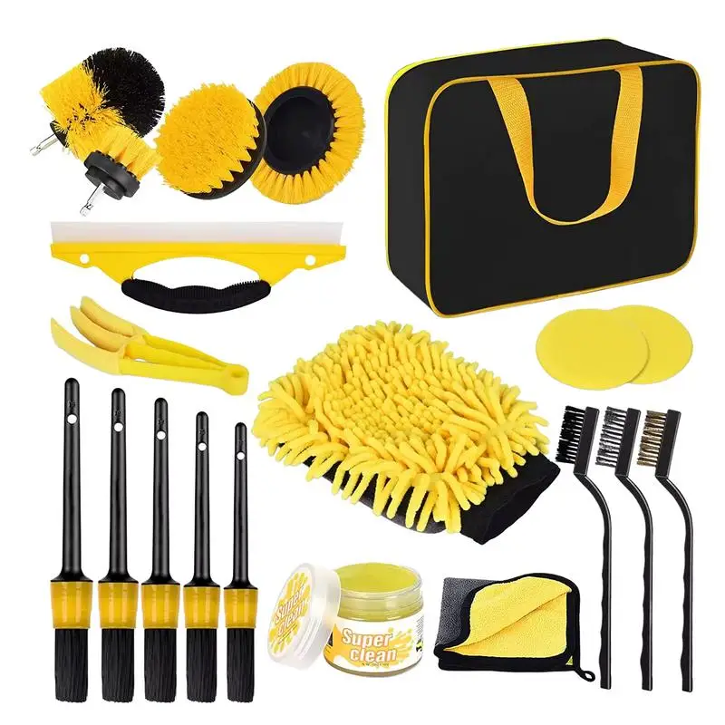 

Interior Car Cleaning Kit Multipurpose Auto Interior Drill Brush 22PCS Portable Soft Detailing Set Auto Cleaning Tools For Car