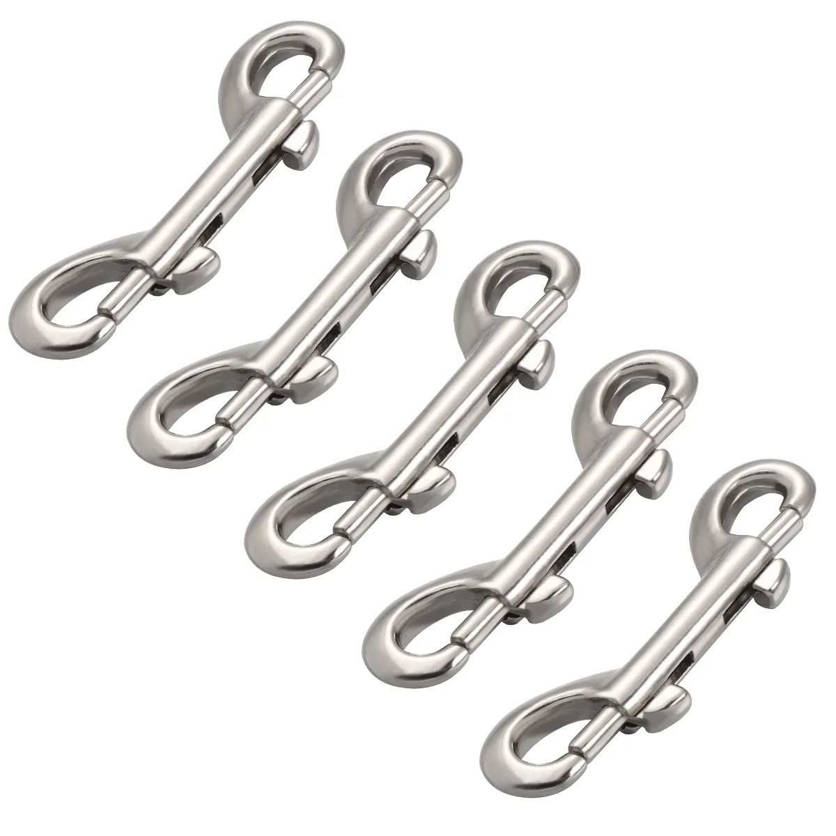 

LIOOBO 5pcs Zinc Alloy Snap Hook Silver Bolt Ended Practical Clips Diving Double End Key Double Ring Snaps