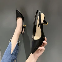 Summer Fashion New Breathable Pointed Toe Stiletto Heel PU Comfortable and Elegant Women's Shoes Shallow Mouth Sexy Sandals 3