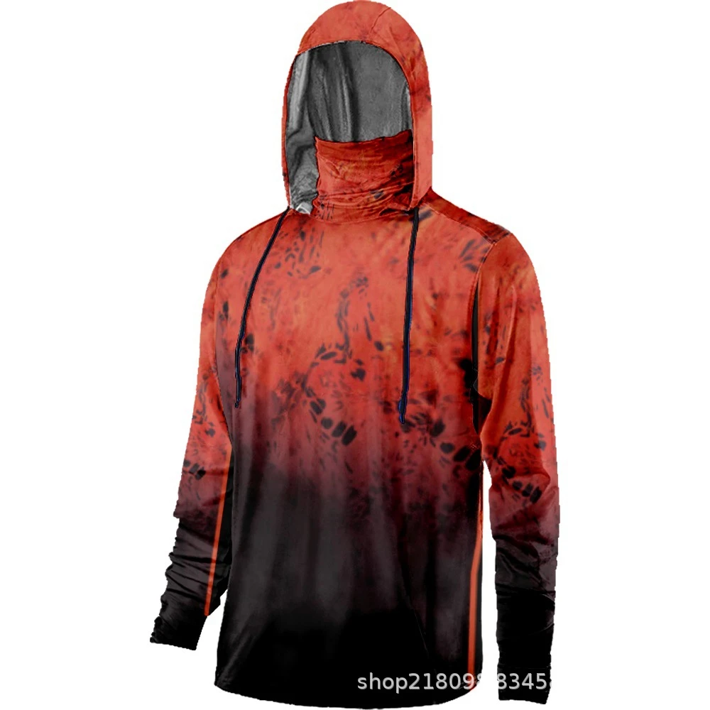 

Jersey Fishing UV Hoodies Clothing Summer Men Hooded Long Sleeve Performance Fishing Shirts Face Mask Pullover