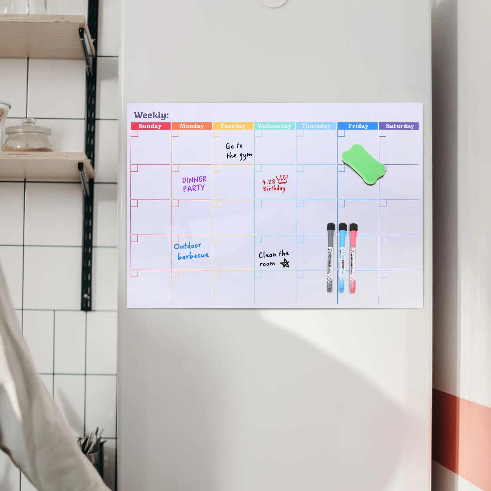 자석식 월간 플래너 캘린더 프리미엄 냉장고용 화이트보드 월간 일정표 냉장고 캘린더 재사용 가능