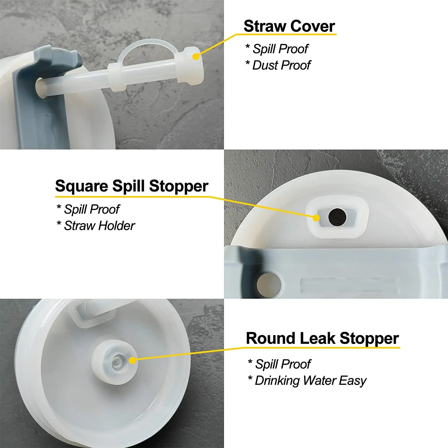  NiHome Silicone Spill Proof Stopper Set of 6 Compatible with  Stanley Tumbler 1.0 20oz/30oz/40oz, BPA-Free and Dishwasher Safe - 2 Straw  Covers, 2 Round Leak Stoppers, 2 Square Spill Stoppers Included