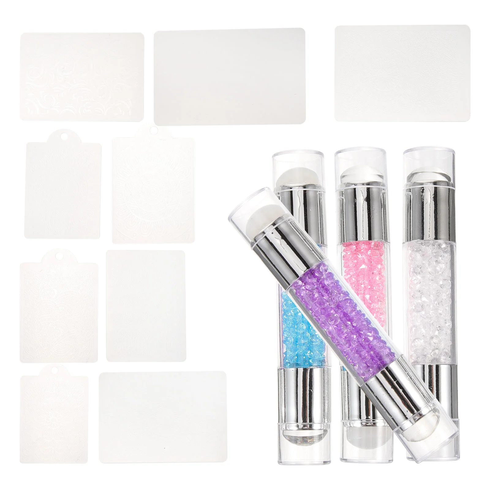 

4 Sets Nail Stamp Tool Manicure Supplies Salon Stamper Die DIY Silica Gel Silicone Kit