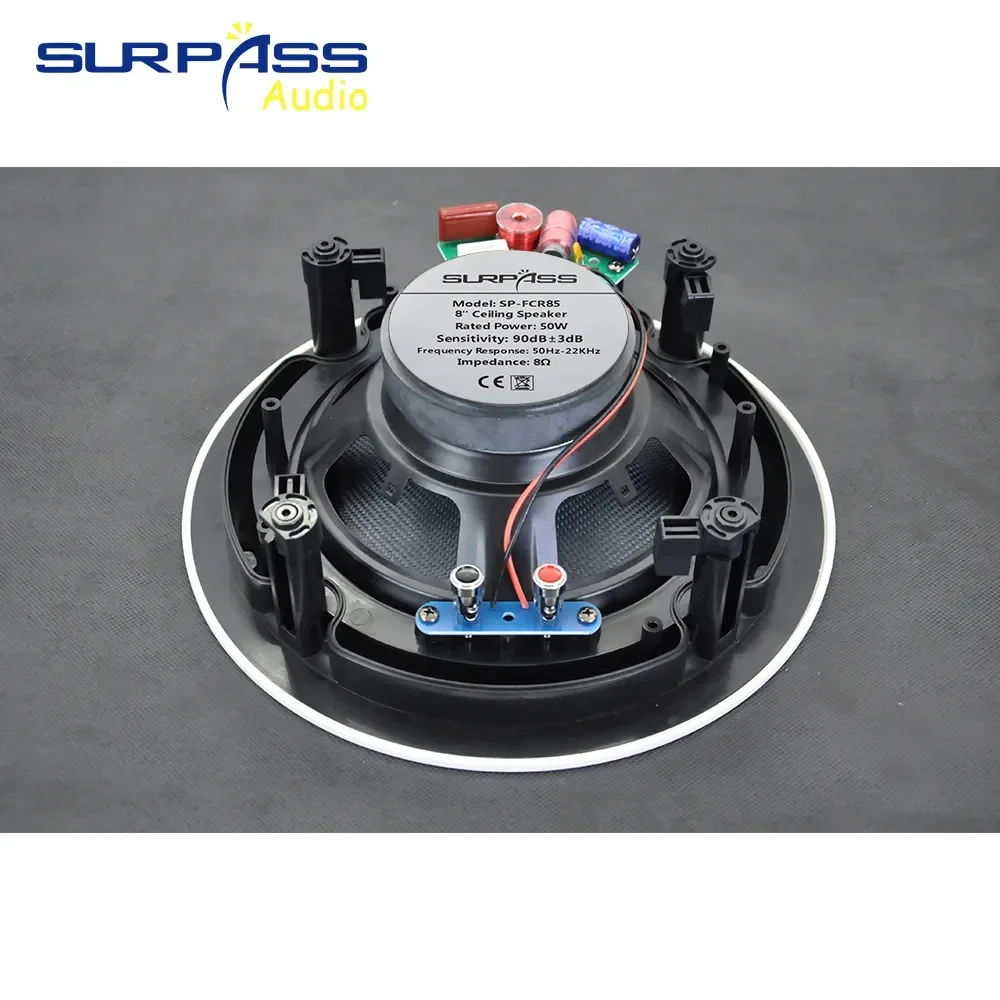 8 Inch 50W Frameless Coxial Ceiling Speaker Magnetic Grill Flush Mount Passive Roof Music Loudspeaker Indoor wall ceiling speaker