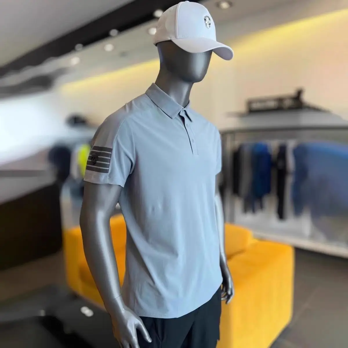 AMAZINGCRE New Men's Golf Simple Lapel Short-sleeved T-shirt Quick-drying Breathable Elastic Versatile Sports Top