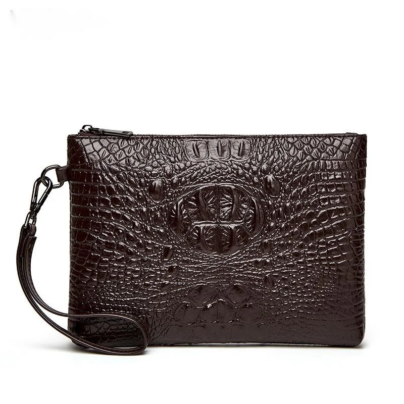 2025 New Men's Crocodile Briefcase - High Quality PU Leather Clutch Bag, Fashion Large Capacity Organizer Bag, Trendy Handbag for Young Professionals_voghion.com