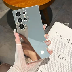 Plating Mirror Makeup Case: Solid Color Hard Cover - Samsung S22 Plus (Silver)