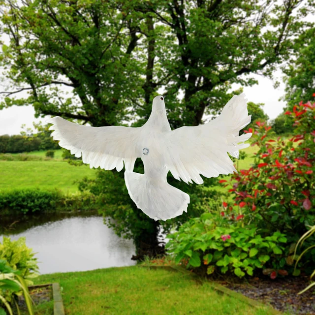 Colomba Decorative In Schiuma - Uccello Artificiale Con Ali Aperte, 26cm, Per Matrimoni E Decorazioni - Foto 4