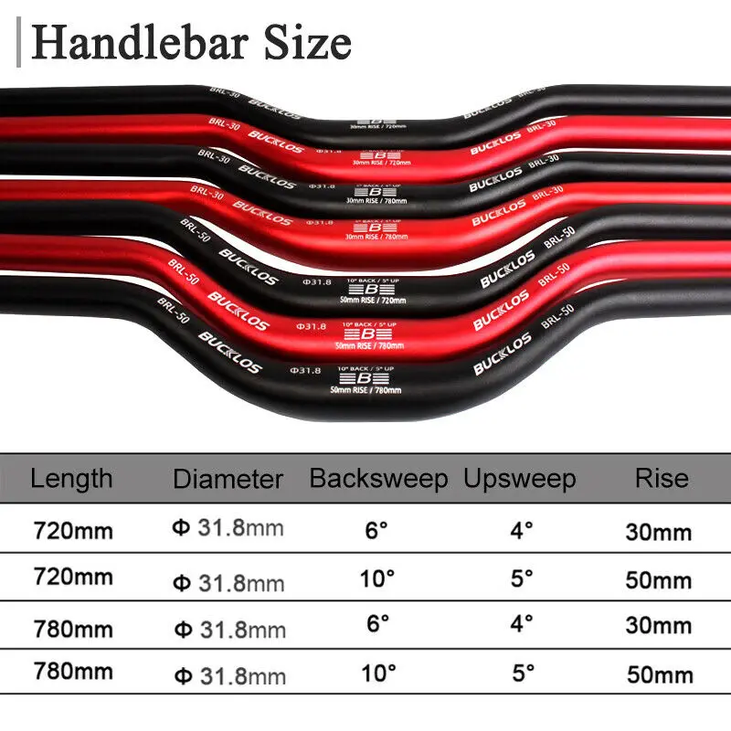Mtb Bicycle Handlebar 31.8/25.4mm Riser Bar 620/660/720/780mm Aluminum Alloy