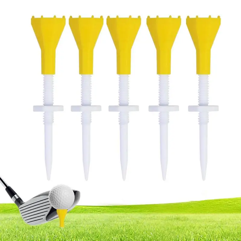 

Golfing Practice Tees 5pcs Adjustable Golf Ball Pegs Golf Practicing Tool With Soft Rubber Head For Court And Driving Range Mats
