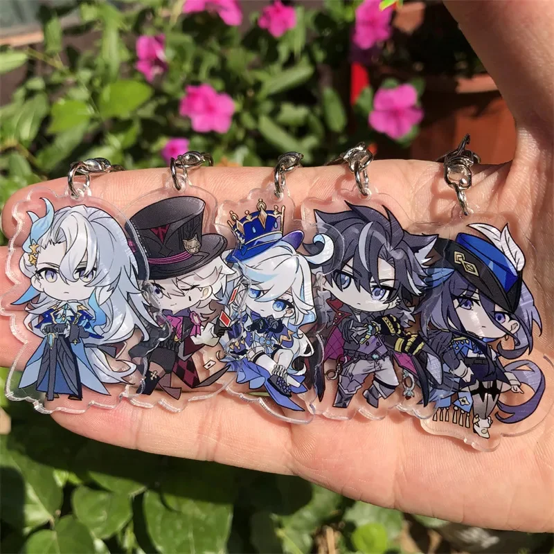 

9pcs/set Genshin Impact Neuvillette Wriothesley Focalors Lyney Keychains Game Accessories Backpack Acrylic Pendant Xmas Gift