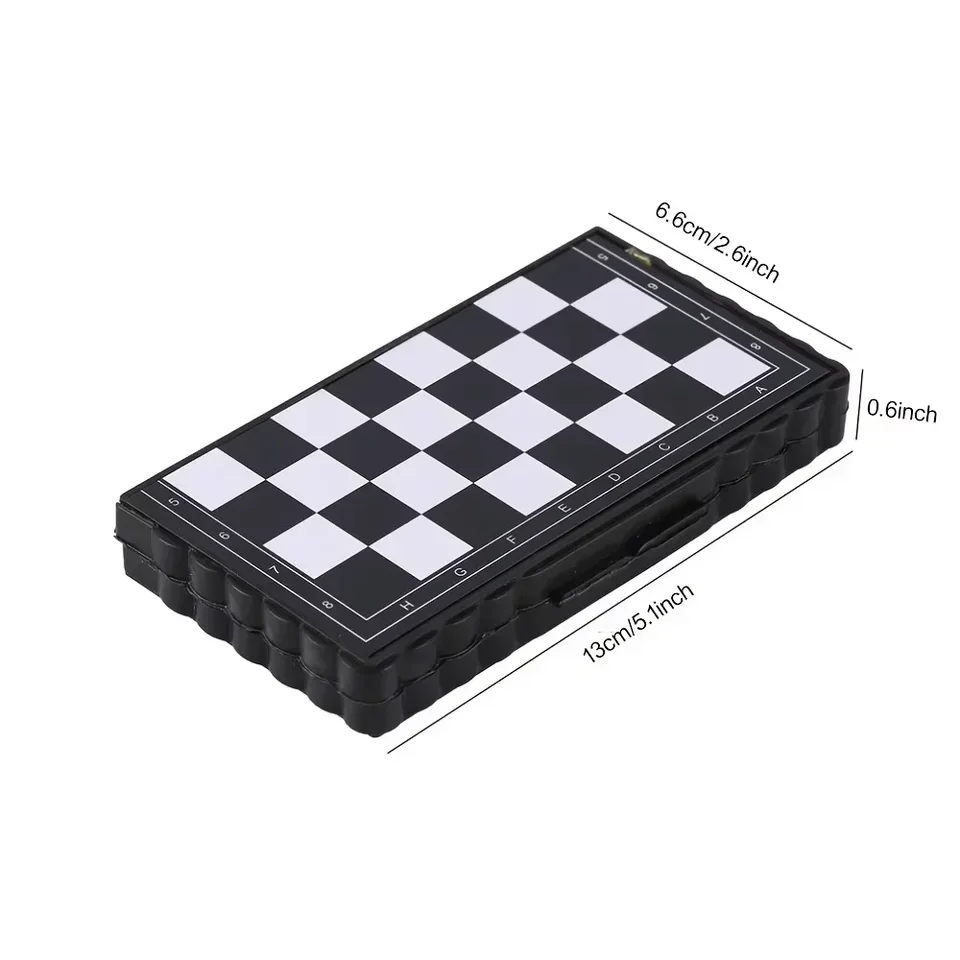 Mini Magnetic Chess Set Folding Plastic Chessboard Portable Travel Game Kid-Friendly for Outdoor Trips Play Fun Toy
