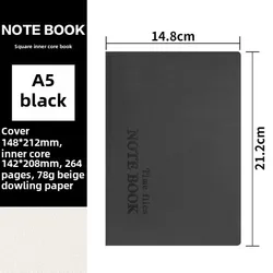 Premium Leather Grid Journal - Elegant Notebook for Accounting, Planning, and Note - Taking (A5 - Black)
