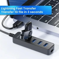 Многопортовый концентратор USB Type-C, 4-портовый USB-разделитель, высокоскоростной разветвитель USB 3.0, адаптер питания для компьютерных аксессуаров, 2025 г. — изображение 2