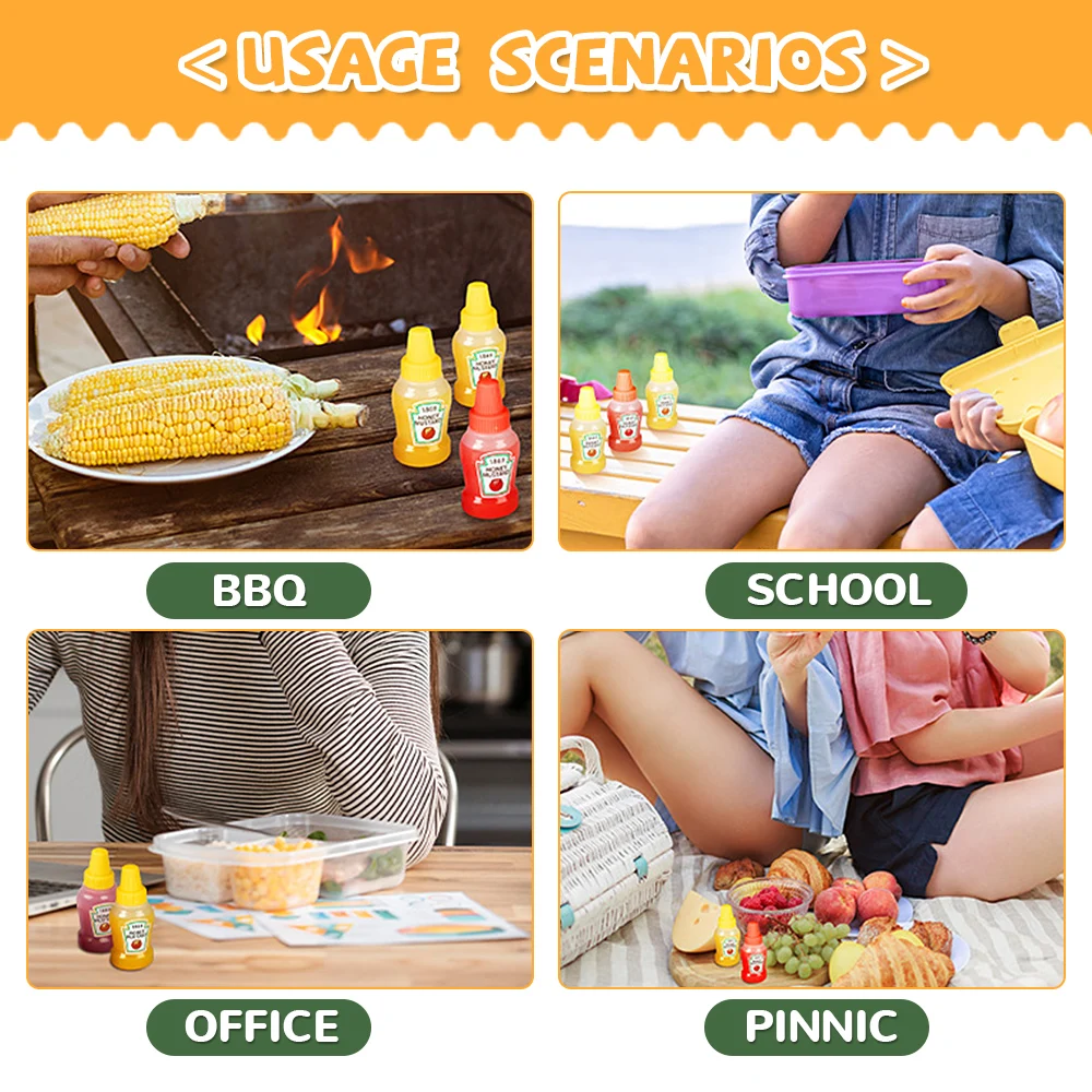 25ml Mini Sauce Bottle Refillable Ketchup Honey Tomato Salad Containers Bottles Portable Sauce Jars Storage Dressing Dispensers sauce bottle