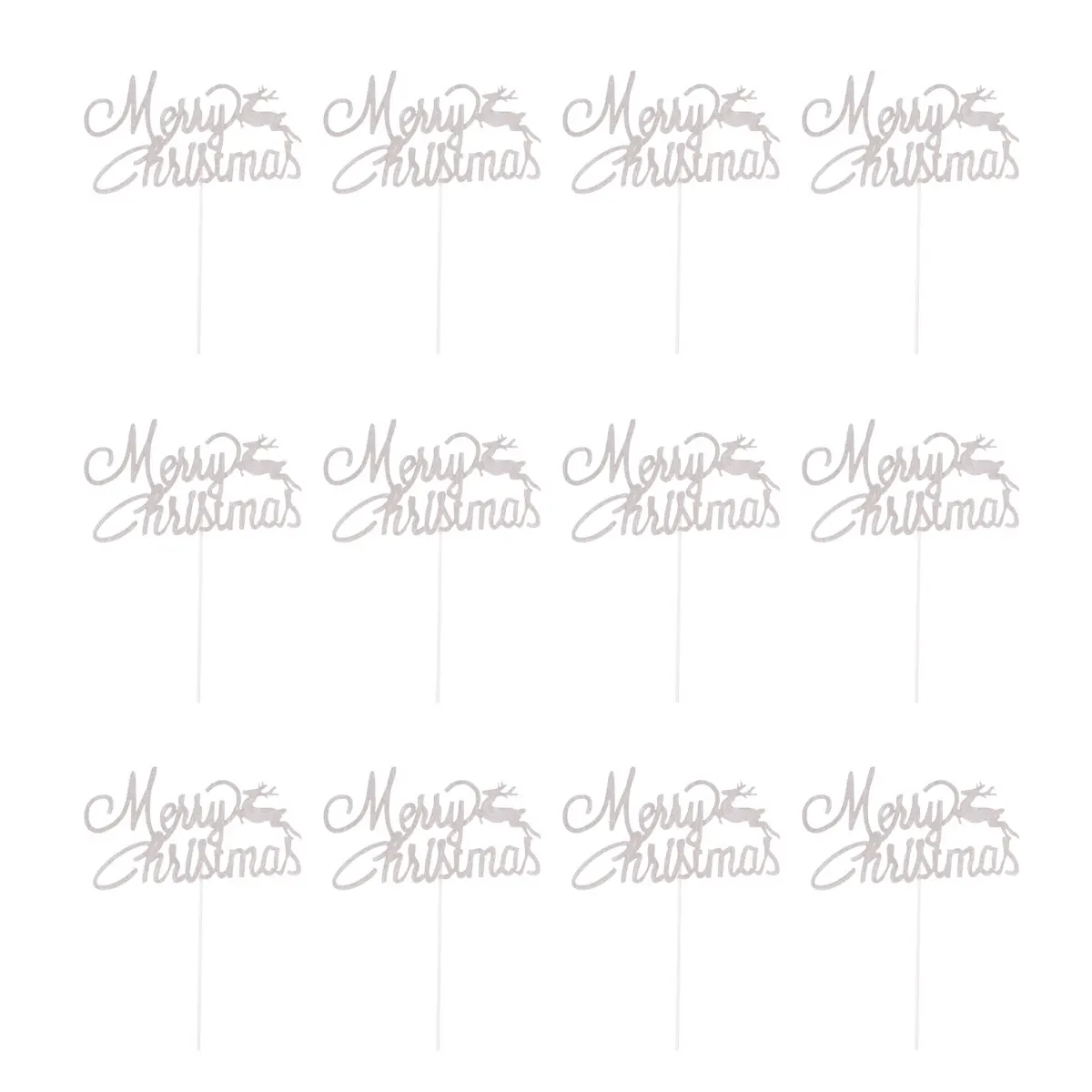 

10pcs Merry Christmas Cake Topper Glitter Deer Picks Decor Dessert Toppers Xmas Christmas Cake Party Party Decor Supplies