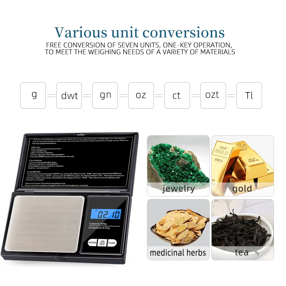 High Precision Mini Digital Pocket Scale - 500g Capacity for Jewelry and Kitchen Use