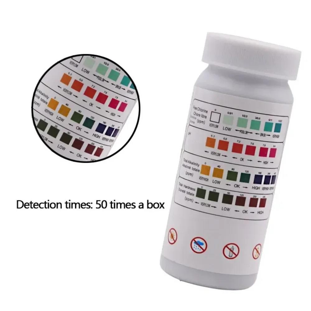 50pcs 4-in-1 PH Test Strips Water Quality Test Paper Strip Residual Chlorine Alkalinity Hardness Tester For Swimming Pool