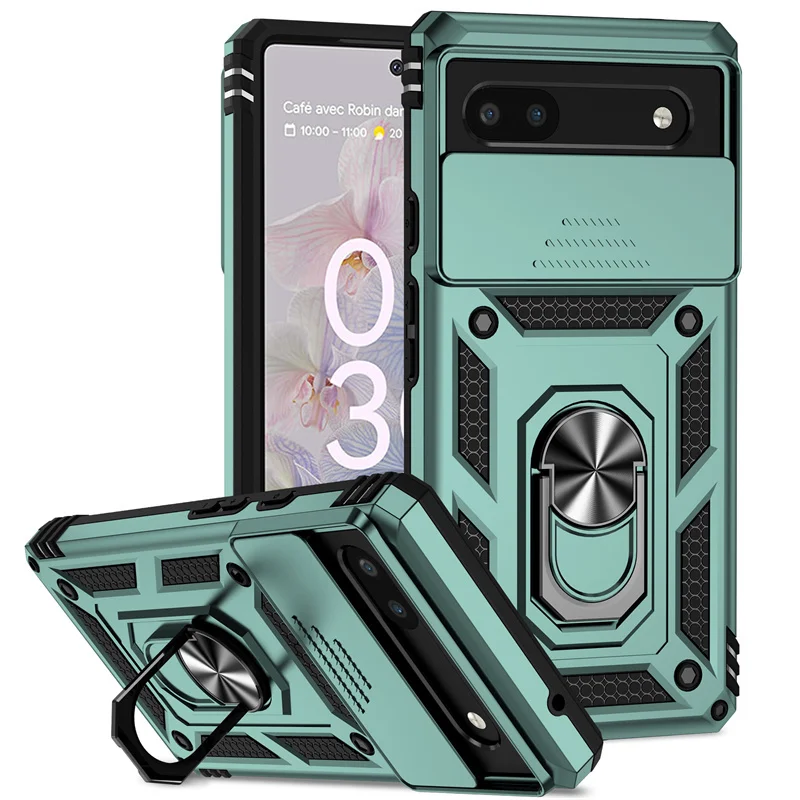 Enhanced Protection Magnetic Ring Holder Phone Case with Camera Lens Shield