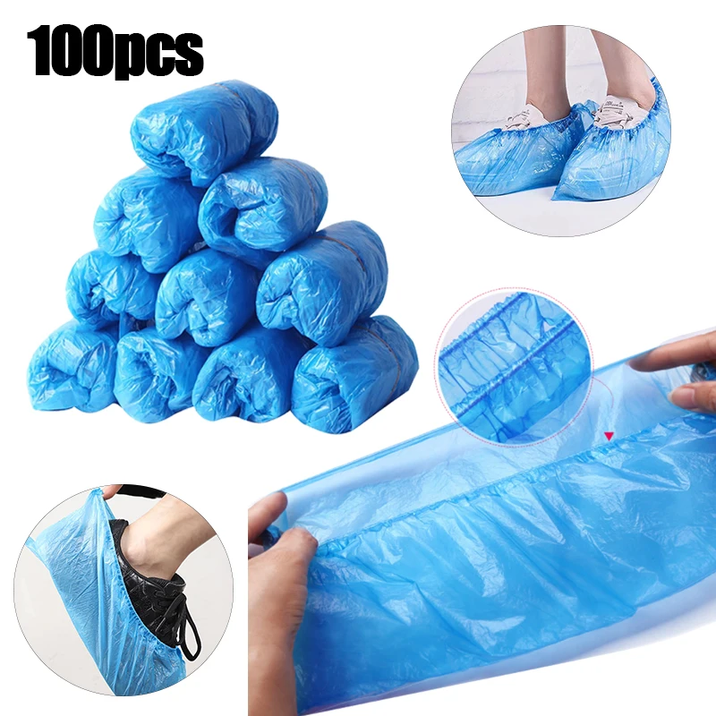 100Pcs Disposable Plastic Boot Shoes Cover Waterproof Lab Cleaning  Overshoes
