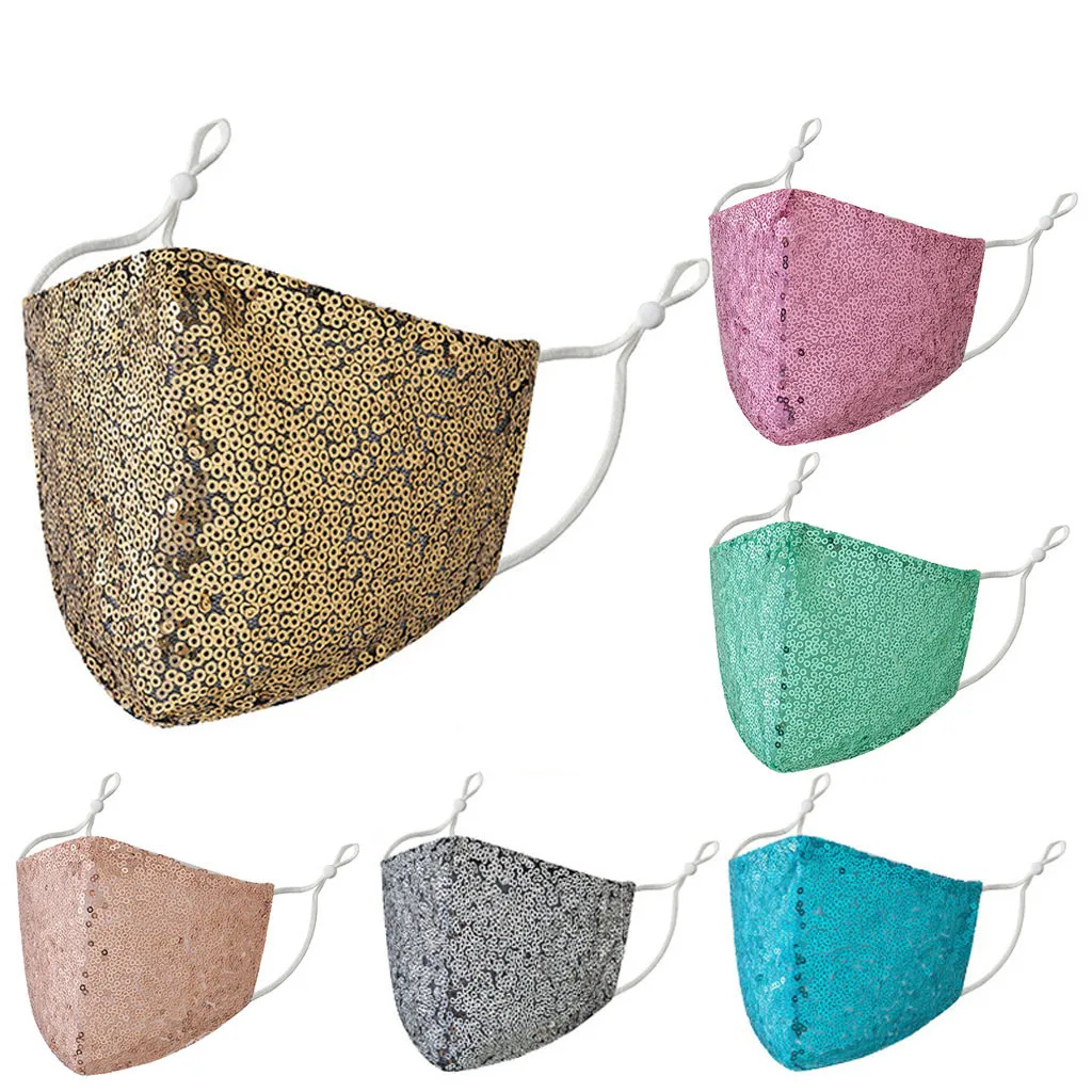 6pcs Adult Women Paillette  Washable Safet  Haze Face  Mask Mascarillas Desechables Disposable  Mouths Covers Dust Mask 2