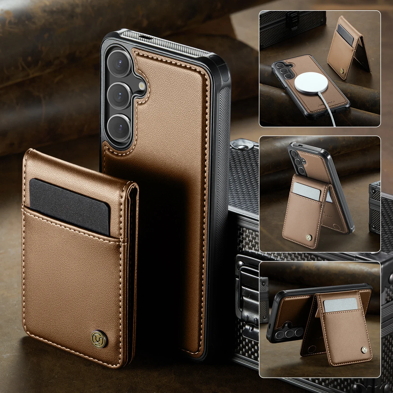 2-in-1 Magnetic Detachable Wallet Kickstand Case with Vertical Card Slot